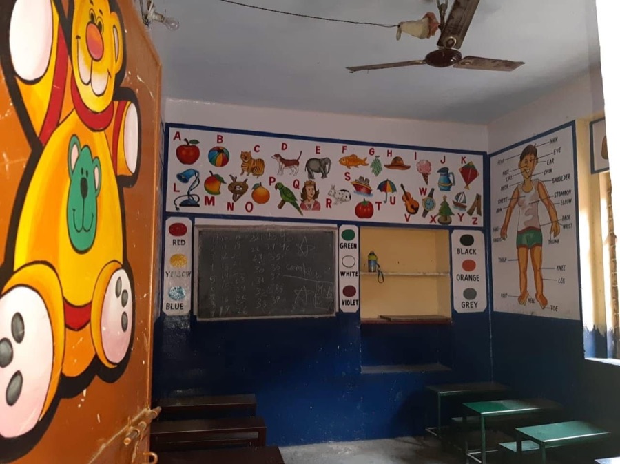 Painted pre-primary classroom